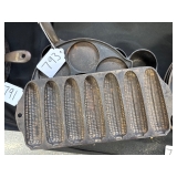 #793 Lot of 5 Griswold Cast Iron Molds Incl. No. 273 Crsipy Corn Stick Pan, No. 34 Cookie Pan, No. 1