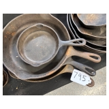 #795 Lot of 4 Wagner Ware Sidney Cast Iron Skillets Incl. 9, 8, 8, and 3