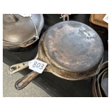 #803 Lot of 2 Wagner Ware Sidney Cast Iron Skillets incl. 1401c and 1401-c