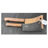 #809 Group of 2 Vintage Meat Cleavers #3 incl. Briddle & Village Blacksmith
