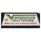 #685 Interstate Batteries Built to Last and Priced Right Embossed Single Sided  4 Color Tin Sign- Ap