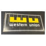 #651 W U Western Union Three Color Dbl. Sided Sign