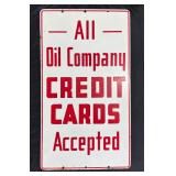 #654 All Oil Company Credit Cards Accepted 2 Color Dbl. Sided