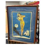 #1438 Richfield Rolf Armstrong Pin-Up Girl Print Matted and Framed