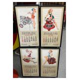 #1441 Group of 4 Rigid Pin-Up Girl Calendars by Artist Petty Girl Framed