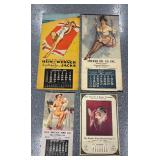 #1446 Group of 4 Advertising Pin-Up Girl Calendars incl. Sherer Oil Co.  Sinclair, Hein-Werner Hydra