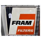 #664 Fram Filters 3 Color Single Sided Tin Sign with Raised Frame- Approx  Dimensions: 18"x18"