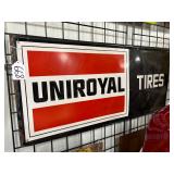 #668 Uniroyal Tires 3 Color Tin Sign with Raised Frame- Approx Dimensions: 18"x40"