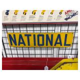 #689 National Single Sided 2 Color Porcelain Steel Sign - Approx Dimensions:  7"x29"