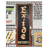 #688 Extide Batteries 3 Color Single Sided Steel Sign with Embossed Letters & Raised Frame