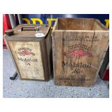 #716 Gargoyle Mobiloil "A" 5 Gallon Can with Wood Box