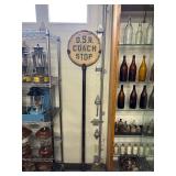 #702 DSR Coach Stop Double Sided Steel Sign on Pole