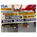 Preview Photo + #711 White Block Offices 2 Color Porcelain on Steel Sign- Approx Dimensions: 3"x49"