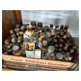 #1455 Box Lot of Misc. Glass Medicine Bottles