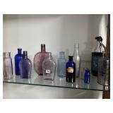 #1461 Group of Medicine, & Ink Multi Colored Glass Bottles 