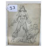 #33 Original Pencil Drawing by Leo Novak  Misse Plenty Tough Signed