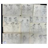 #35 Lot of 14  Original Pencil concept art by Leo Nowak