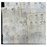 #37 Lot of 17  Original Pencil concept art by Leo Nowak