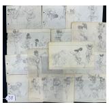 #38 Lot of 14  Original Pencil concept art by Leo Nowak