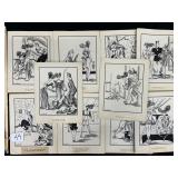 #44 Lot of 10 Single sided gag Cartoons illustrated by Leo Nowak including paper work
