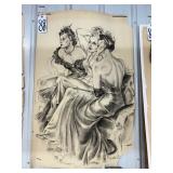 #88  Large original charcoal/Graphite/ Woman Awaiting on a Sofa for Love-Original artwork w by Leo N