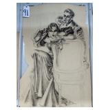#91 Large original charcoal/Graphite / Woman Thinking it over-Original  art work by Leo Nowak 40x25