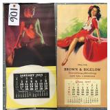 #106  Lot of 2  Pin- up Print House 1946, 1955 Calendars one Signed by Earl Moran