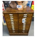 #116 Oak Type setters Cabinet