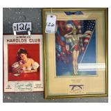 #126 Lot of 2 Inc. Small 1956 Harolds Club by Zoe Mozert and Framed Print House Calendar (Patriotic 