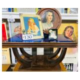 #130 Lot of 4 Incl.  Blue Mirror Top 1940's Table , 2 1940's Frames and a Serving Plate with a beaut