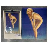 #142 Lot of 2 Incl. Advertising Calendar Pin-up 1936 (Miller High Life) and matching Trimming Pin-up