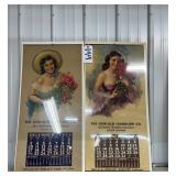 #149 Lot of 2 Print House Pin-up Calendars (1950 & 1953) girls with roses