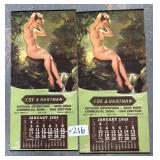#216 Lot of 2 Gil Elvgren (Enchanting) 1955 Print House Calendars