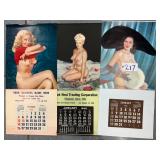 #217 Lot of 3 Cheesecake Calendars (1956,1958,1948) 2 Print House one Cook Heat Treating Corporation