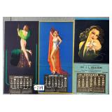 #219 Lot of 3  Pin-Up Calendars Incl (1938,1940,1949) Print House Calendars
