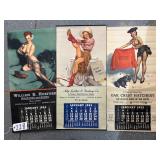 #228 Lot of 3 Gil Elvgren Pin-up Calendars (Incl.1953,1954,1955) all Advertising