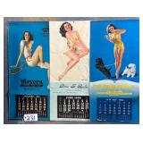 #231 Lot of 3  Pin-up Girl Calendars Incl.1936,1942,1959) Advertising & Print House
