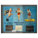 #237 Lot of 3 Pin-up Calendars Incl(1948,1950) Advertising & Print House 