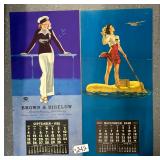 #242 Lot of 2 Pin-up  Girl Calendars Incl.(1938,1948) as is -Print House 