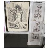 #262  Signed Black and White Print 214/250 by Olivia De Beradinis (Fire Cracker) 26 1/2 X36 & 3 Oliv