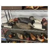 #1364 Lot of 6 Wood/Cork Duck Decoys incl. Black Duck, Bluebill, & Canvasback Drake