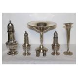 #301 Lg. Sterling lot of 7  incl. salt & pepper shakers