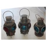 #351 Three large railroad switch lantern