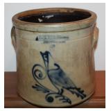 #357 Bird in blue crock -few chips