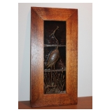 #365 Heron in oak frame- tile artist signed