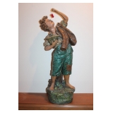 #370 Victorian Chalkware boy eating cherries