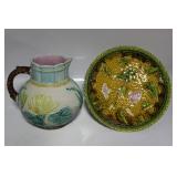 #386 Majolica lot #1- pitcher & platter