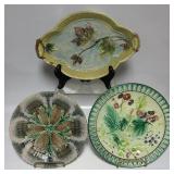 #390 Majolica lot #5 - lot of 3 dishes