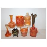 #230 Carnival Glass incl. bell bottle