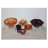 #216 Carnival Glass incl. grape bowl